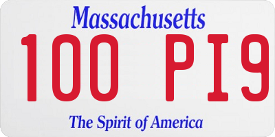 MA license plate 100PI9