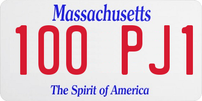 MA license plate 100PJ1