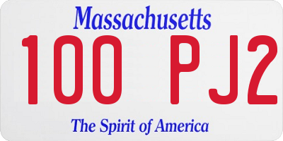 MA license plate 100PJ2