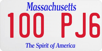 MA license plate 100PJ6