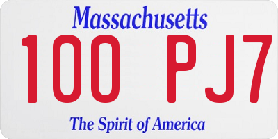 MA license plate 100PJ7