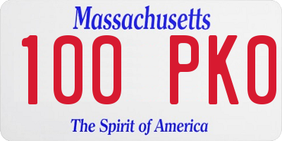 MA license plate 100PK0