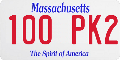 MA license plate 100PK2