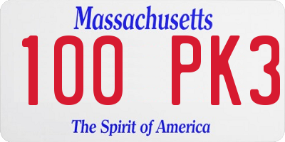 MA license plate 100PK3