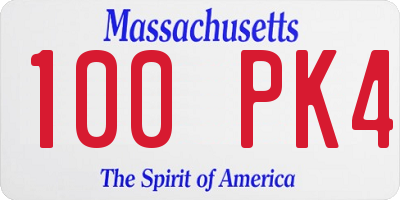 MA license plate 100PK4