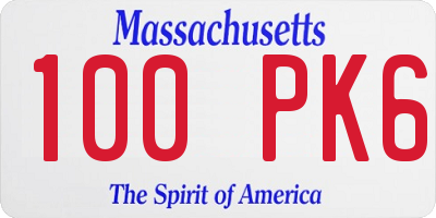 MA license plate 100PK6