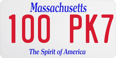 MA license plate 100PK7