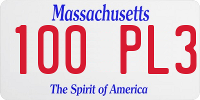 MA license plate 100PL3