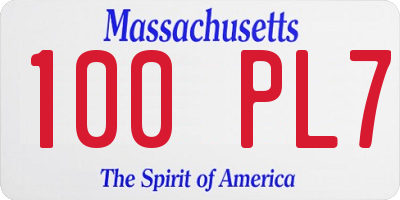 MA license plate 100PL7