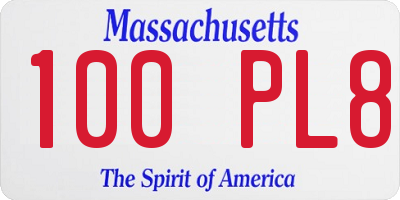 MA license plate 100PL8
