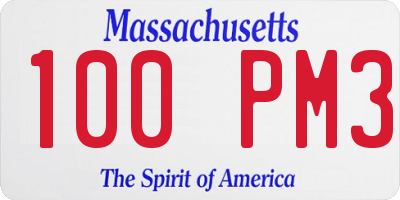 MA license plate 100PM3