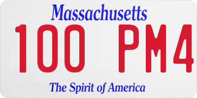 MA license plate 100PM4