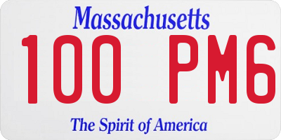 MA license plate 100PM6