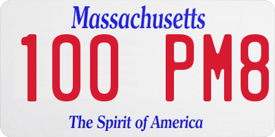 MA license plate 100PM8