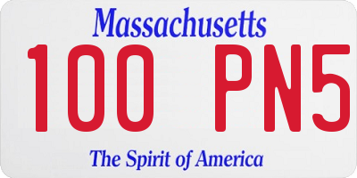 MA license plate 100PN5