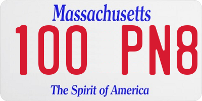 MA license plate 100PN8