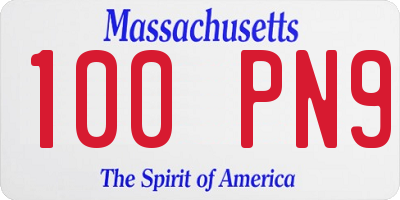 MA license plate 100PN9