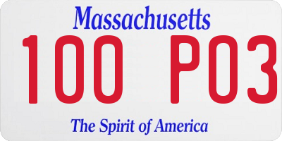 MA license plate 100PO3