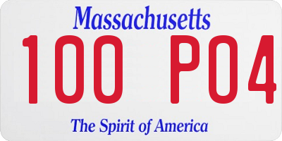 MA license plate 100PO4