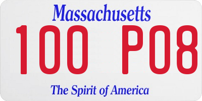 MA license plate 100PO8