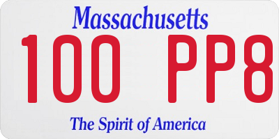 MA license plate 100PP8