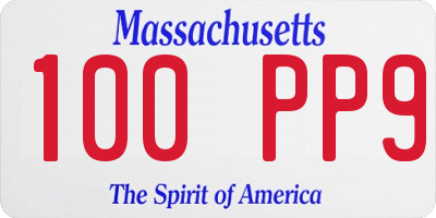 MA license plate 100PP9