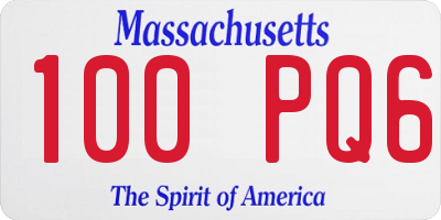 MA license plate 100PQ6