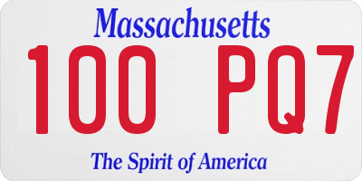 MA license plate 100PQ7