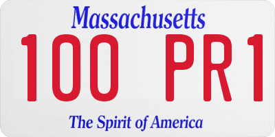 MA license plate 100PR1