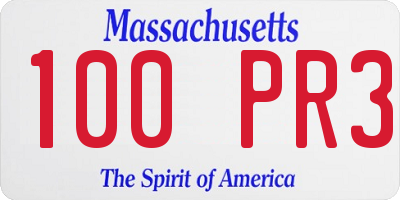 MA license plate 100PR3