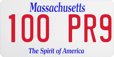 MA license plate 100PR9