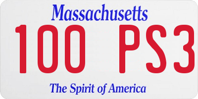 MA license plate 100PS3