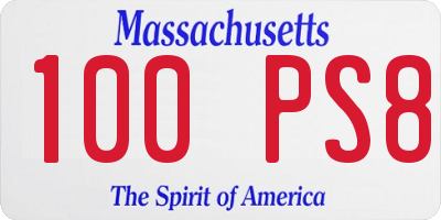 MA license plate 100PS8