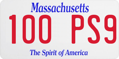 MA license plate 100PS9