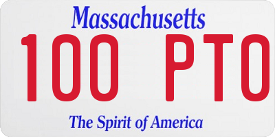 MA license plate 100PT0