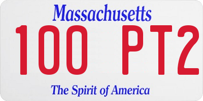MA license plate 100PT2