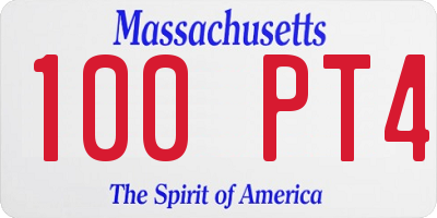 MA license plate 100PT4
