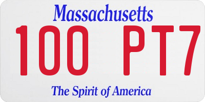 MA license plate 100PT7