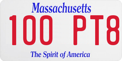 MA license plate 100PT8