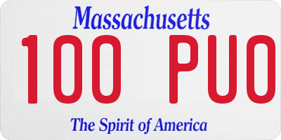 MA license plate 100PU0