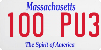 MA license plate 100PU3