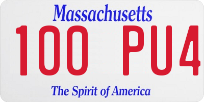 MA license plate 100PU4