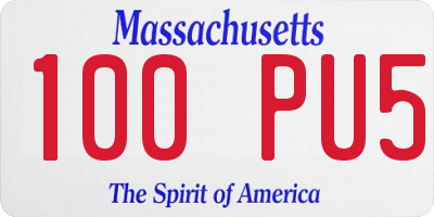 MA license plate 100PU5