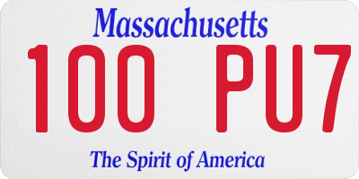 MA license plate 100PU7