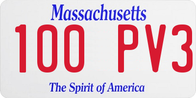 MA license plate 100PV3