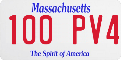 MA license plate 100PV4