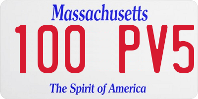 MA license plate 100PV5