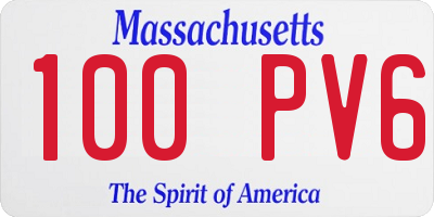 MA license plate 100PV6