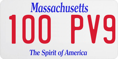 MA license plate 100PV9