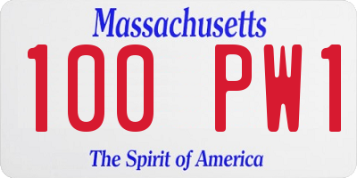 MA license plate 100PW1